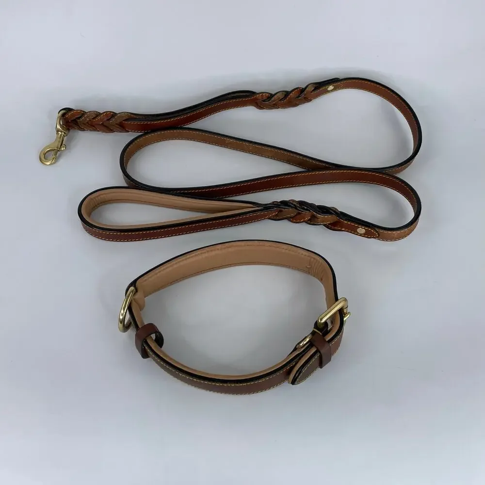 Soft Touch Large Dog brown leather leach 24